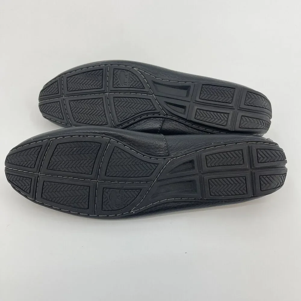 HS Trask Men's 11.5 Black Pebbled Leather Tasseled Driving Loafers Slip On Shoes